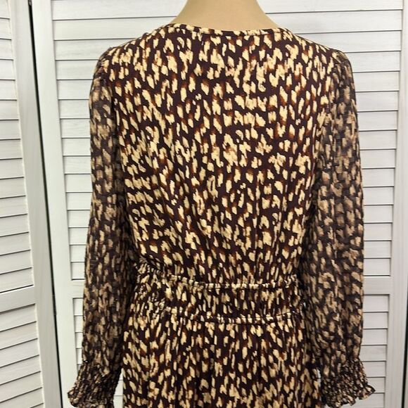 Cupio Mini Dress Large Smocked Leopard Print - Picture 11 of 15
